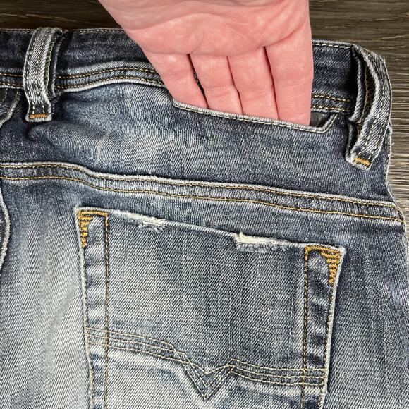 Diesel Safado Jeans Mens 31x30 Medium Wash Distressed Slim Straight Button Fly - Picture 4 of 16